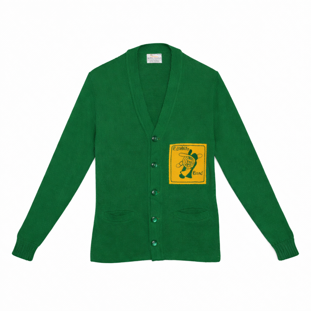 VINTAGE Green Band Patch Cardigan