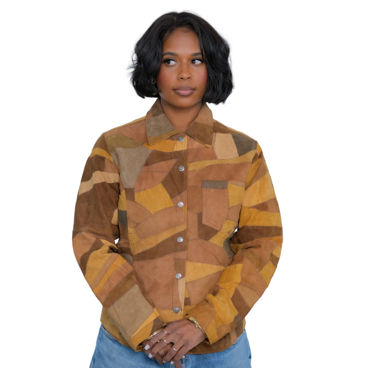 Vintage Passport Patchwork Suede Leather Jacket