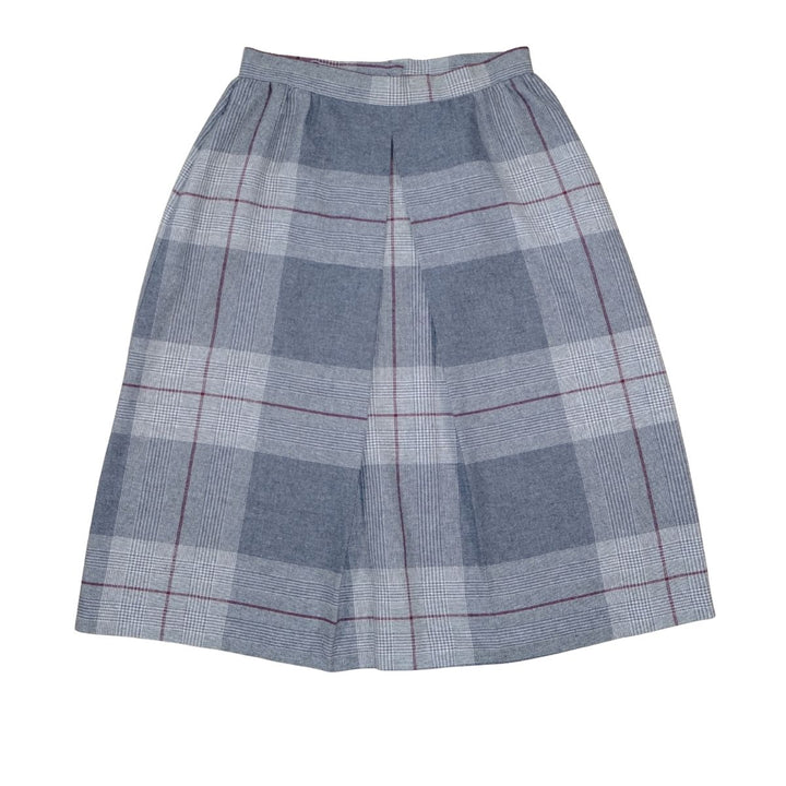 Vintage Grey Plaid Box-Pleat Skirt