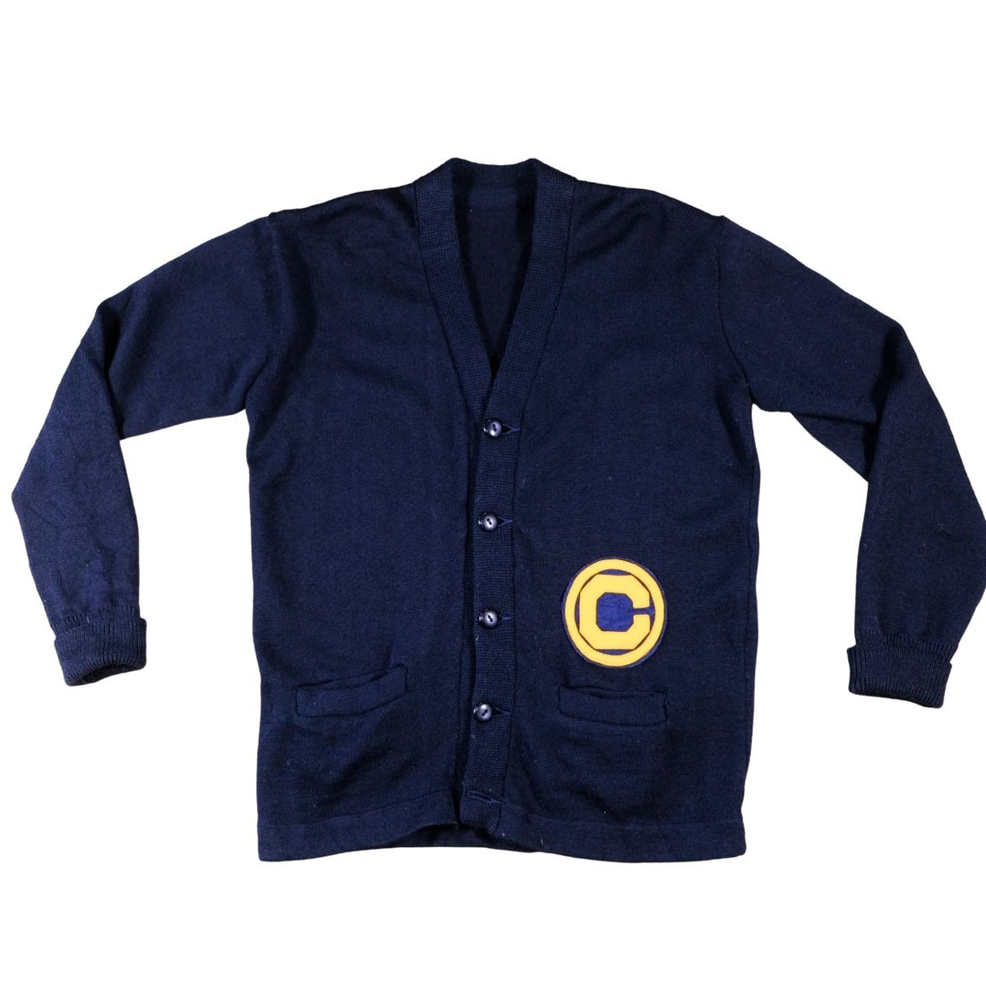 Vintage 1960s Varsity Letterman Cardigan  Navy & Gold “C”