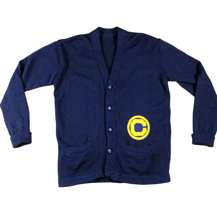 Vintage 1960s Varsity Letterman Cardigan  Navy & Gold “C”