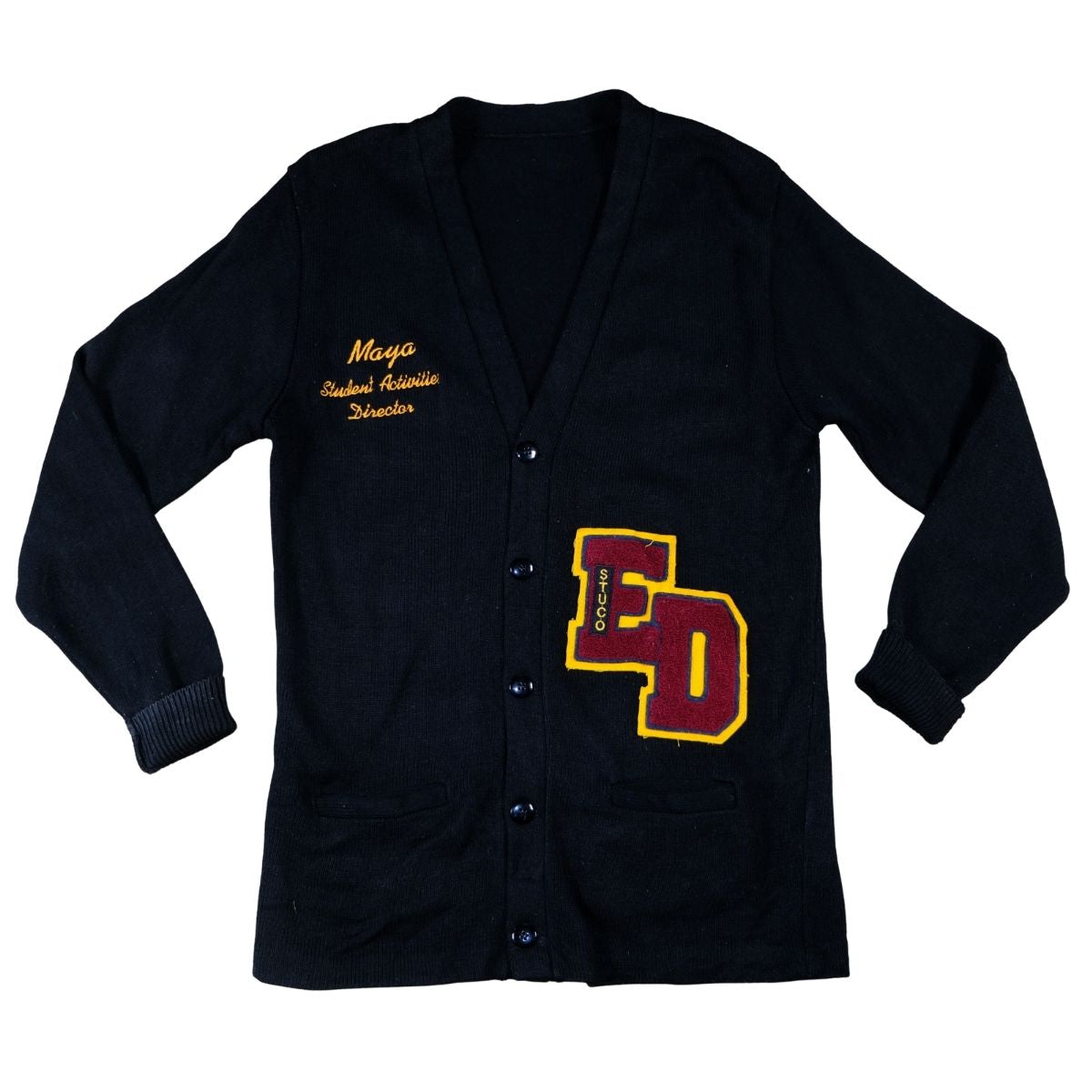 Vintage Varsity Letter Cardigan – Black/Maroon