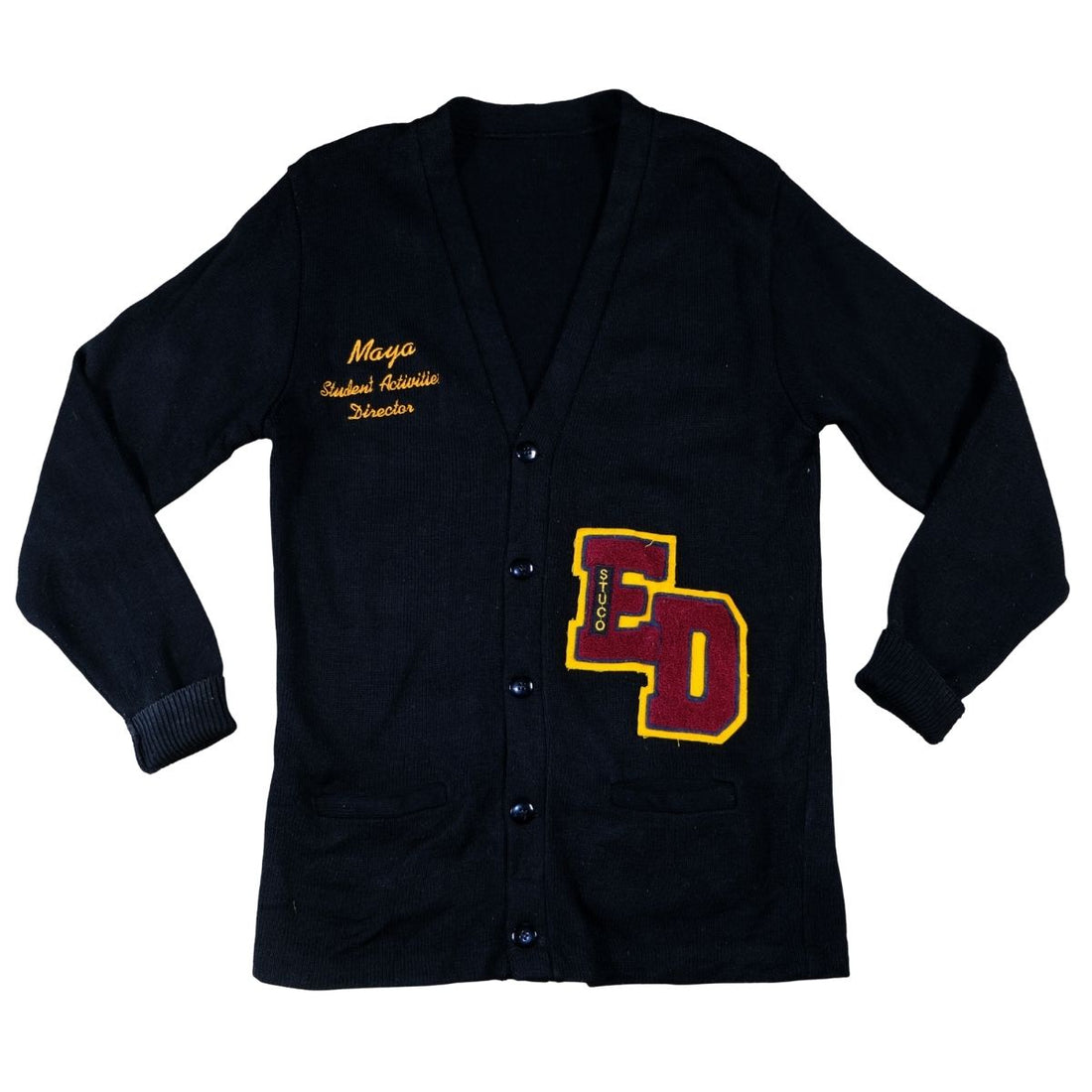 Vintage Varsity Letter Cardigan – Black/Maroon
