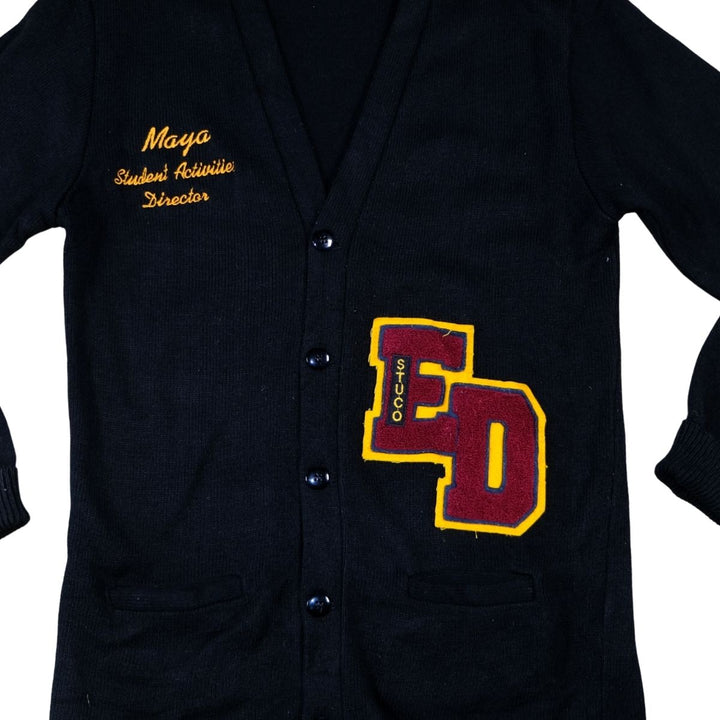Vintage Varsity Letter Cardigan – Black/Maroon