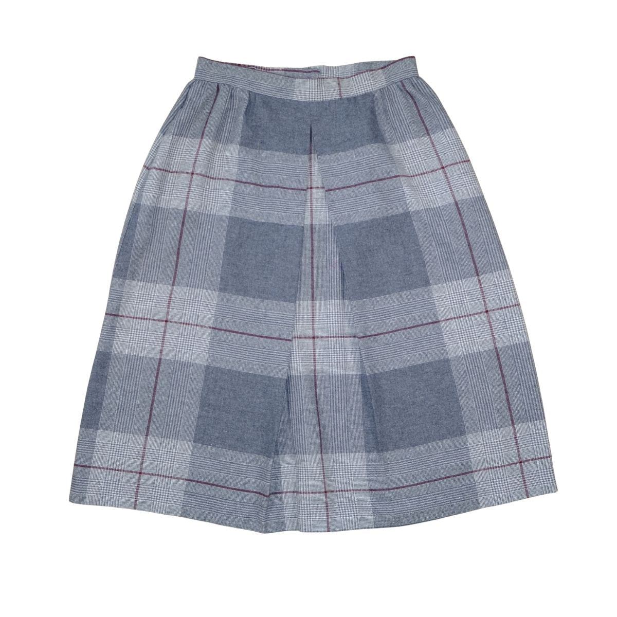Vintage Grey Plaid Box-Pleat Skirt