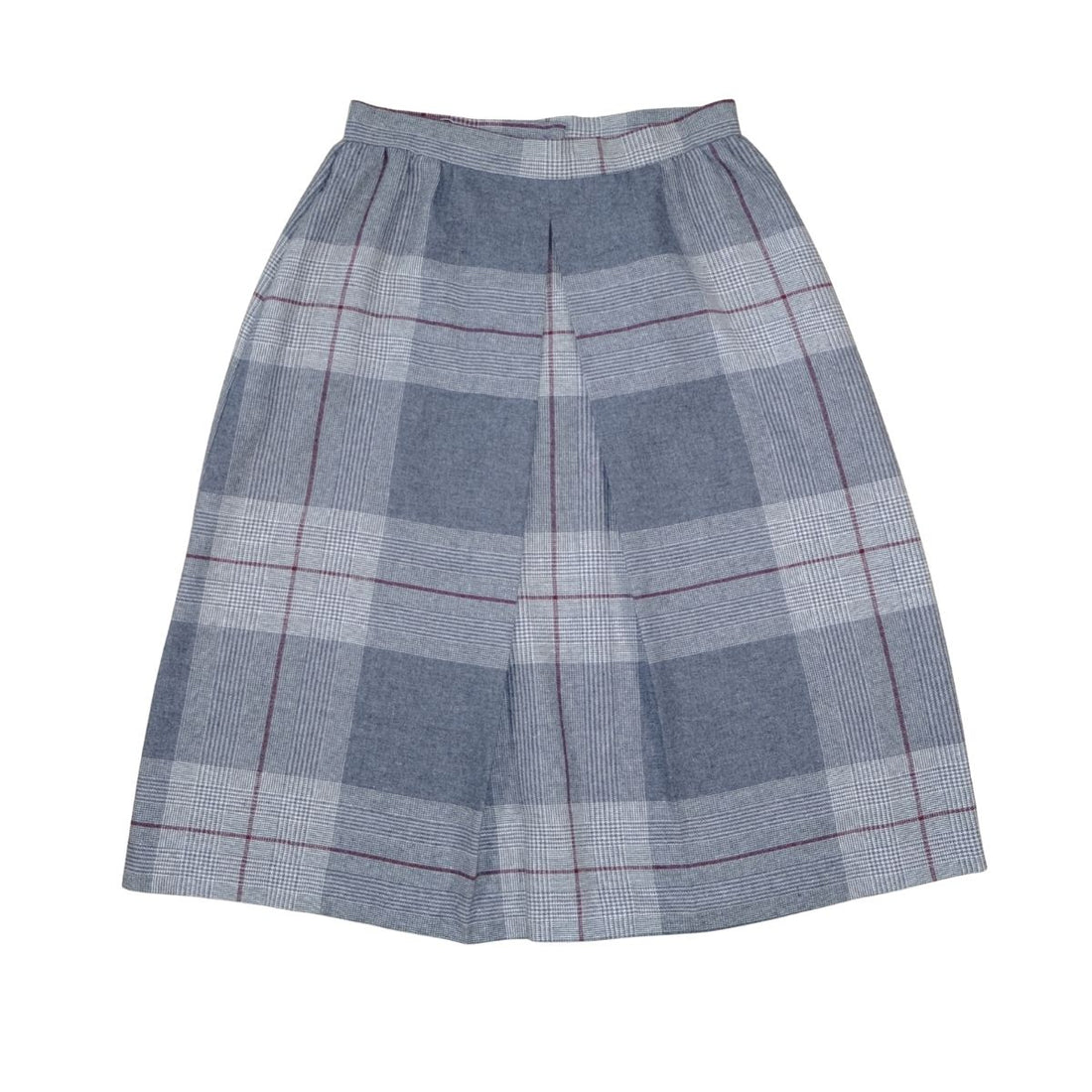 Vintage Grey Plaid Box-Pleat Skirt