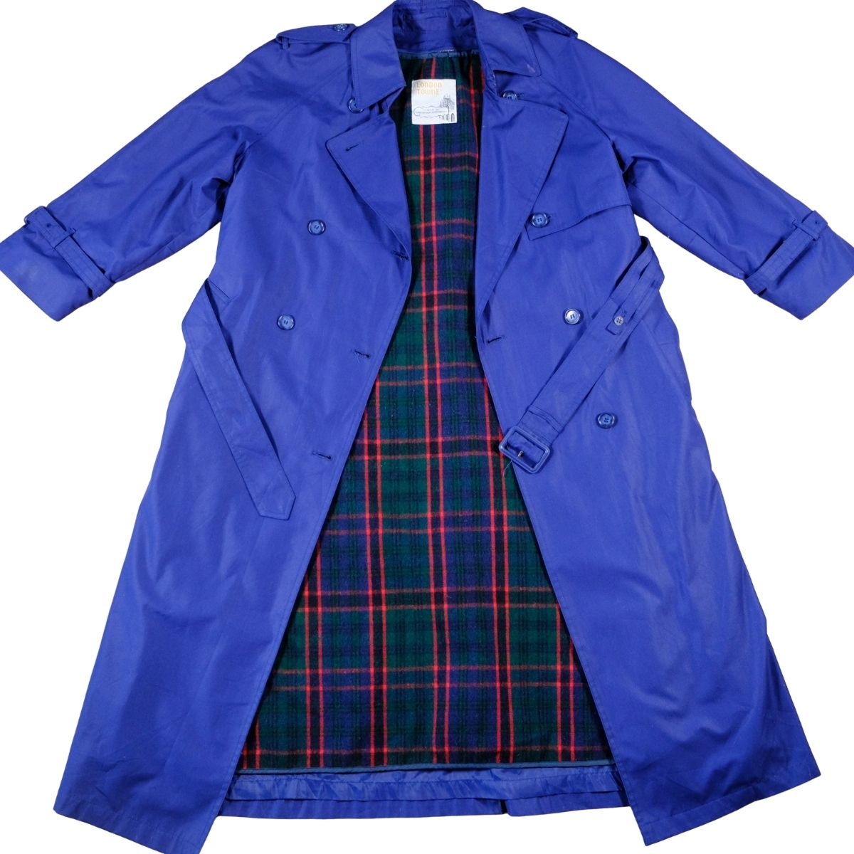 Vintage 1980s London Fog Navy Trench Coat – Petite 4 w/ Plaid Lining