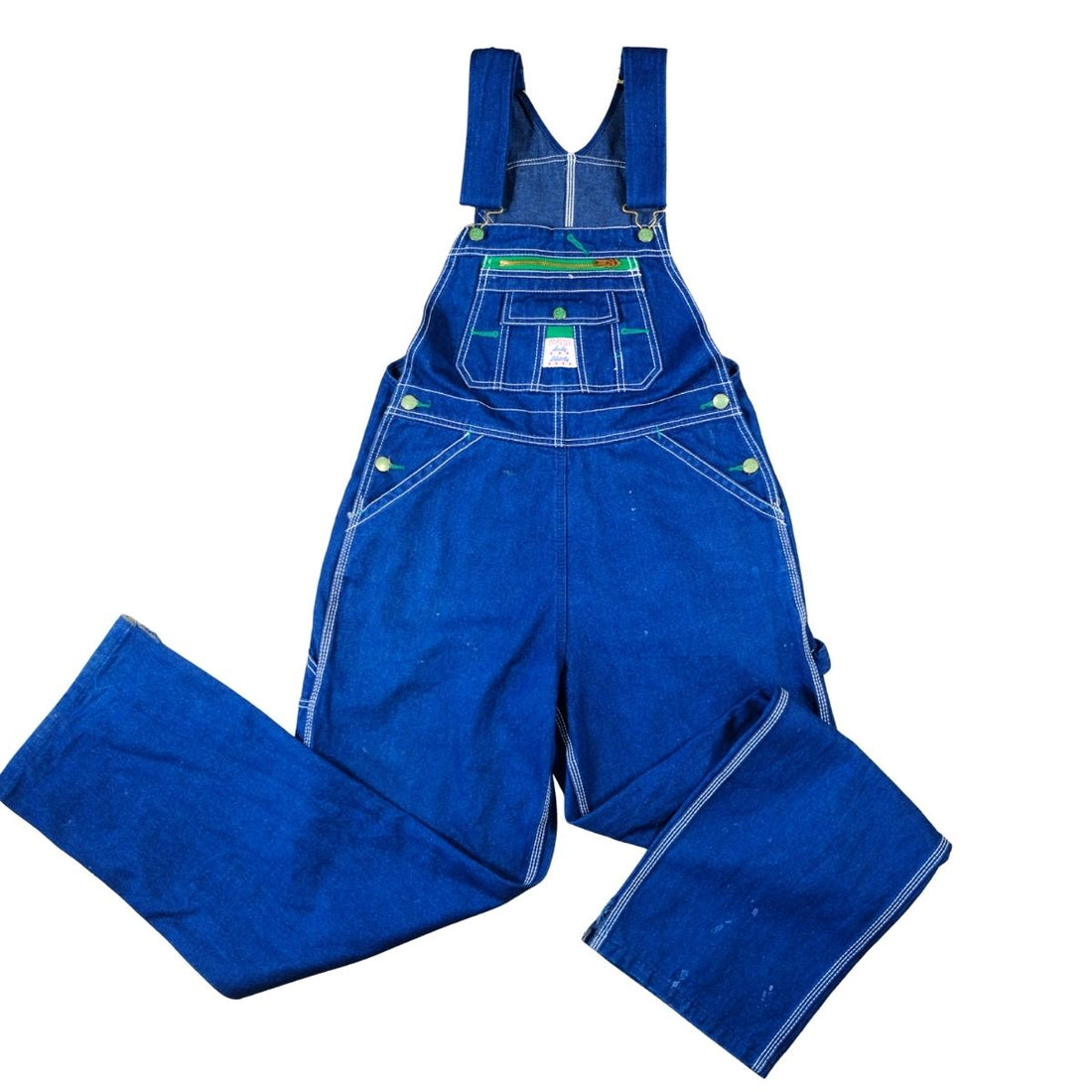 Vintage 1970s Lady Liberty Denim Overalls  Contrast Stitch Blue