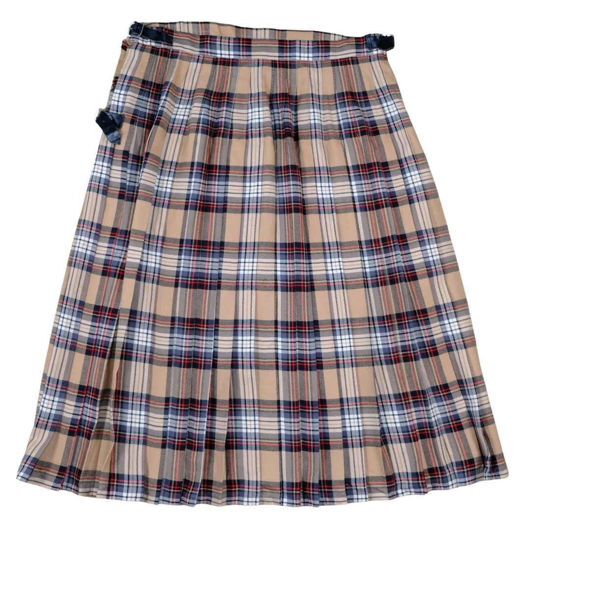 Vintage Tartan Wrap Kilt Skirt Tan Plaid