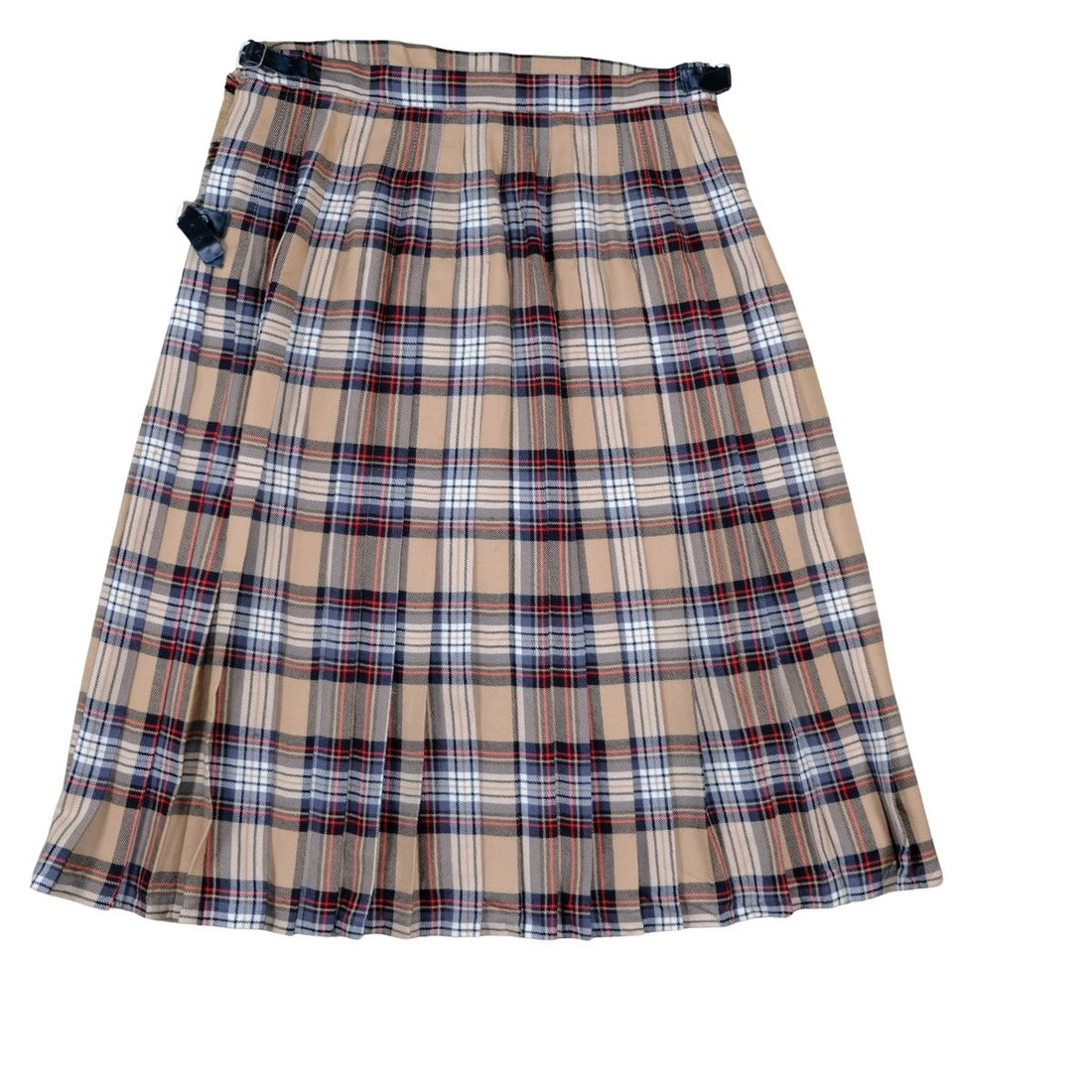 Vintage Tartan Wrap Kilt Skirt Tan Plaid
