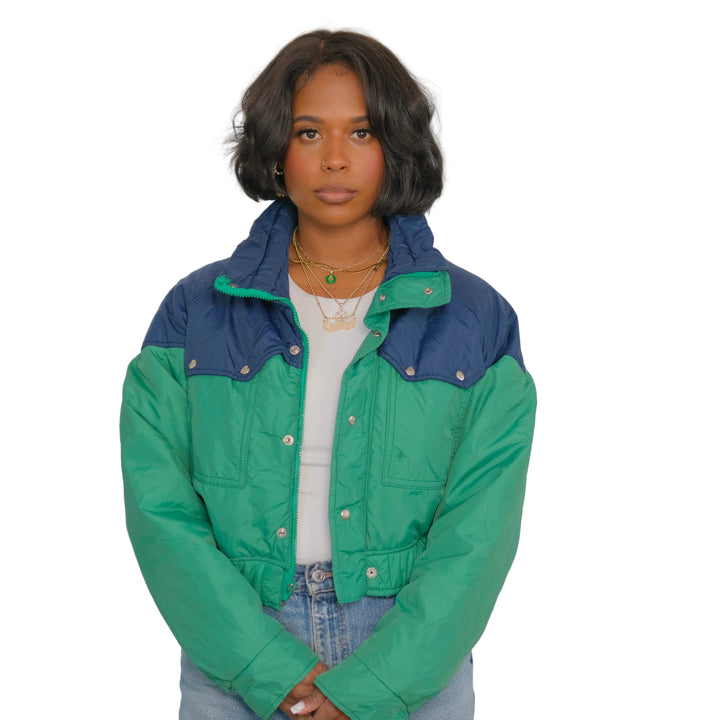 VP Upcycle 1980s Teal & Royal Puffer