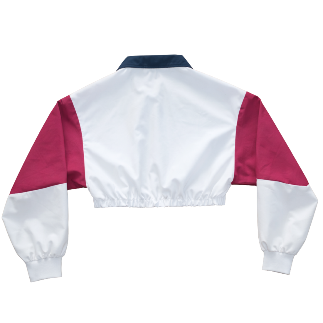 Vintage 1990s Upcycled Color block Cropped Bomber Jacket (White/Navy/Berry) M