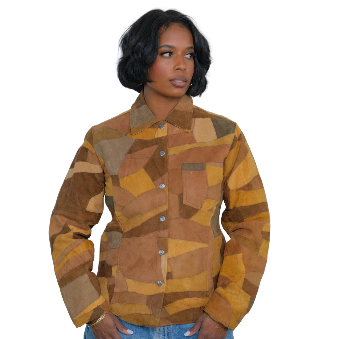Vintage Passport Patchwork Suede Leather Jacket