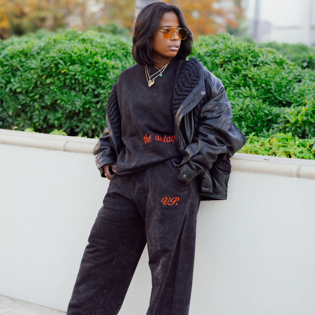 Vintage Black/Knit Leather Jacket
