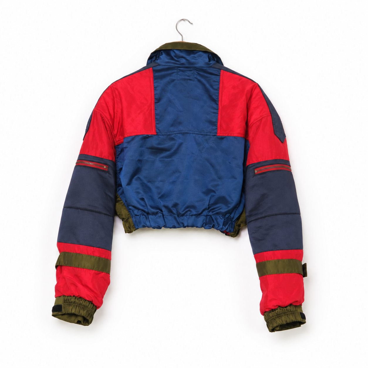 One-of-One Reworked Vintage No Fear Colorblock Cropped Moto Jacket | L