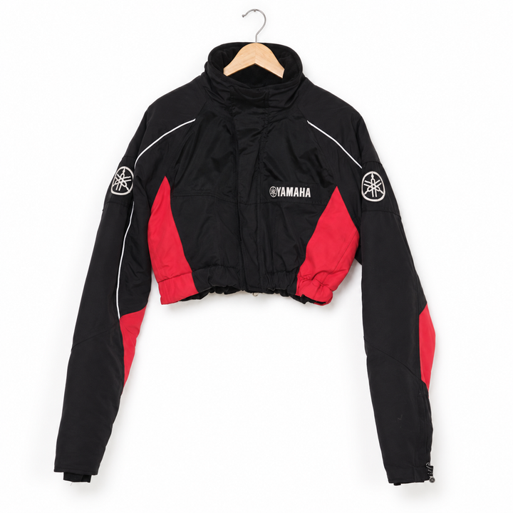 One-of-One Reworked Vintage Red & Black Cropped Moto Jacket | M