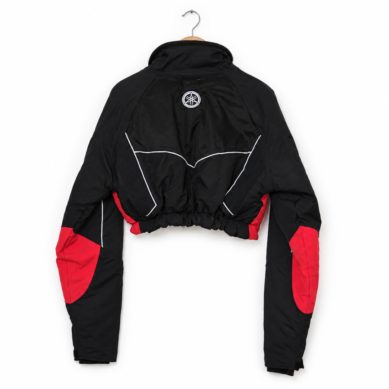 One-of-One Reworked Vintage Red & Black Cropped Moto Jacket | M