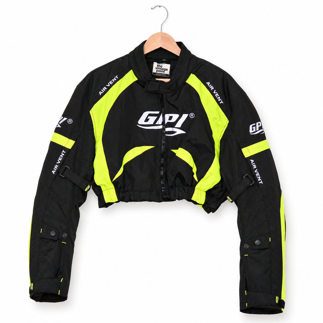 One-of-One Reworked Vintage GP1 Neon Cropped Moto Jacket | M/L