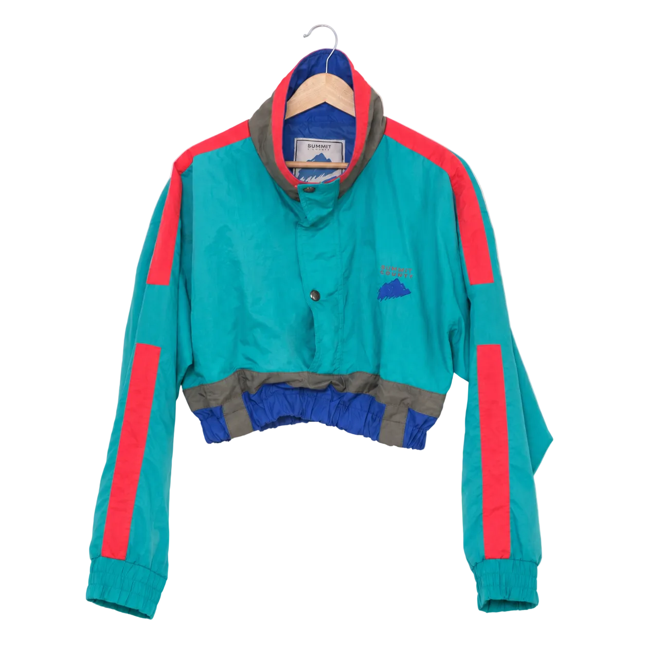 One-of-One Reworked Vintage Summit Colorblock Cropped Windbreaker | Medium