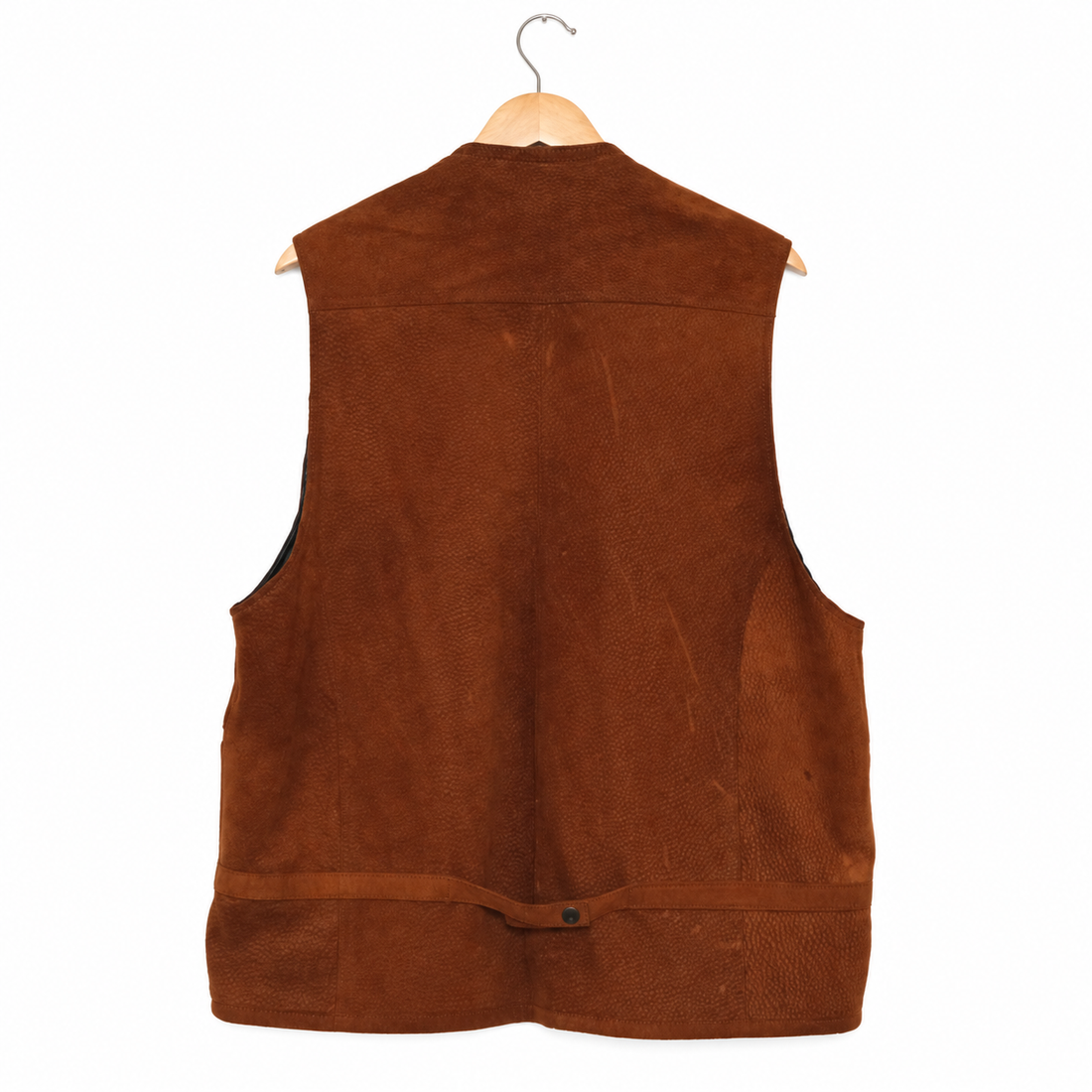 Vintage Brown Genuine Leather Multi-Pocket Utility Vest | M/L