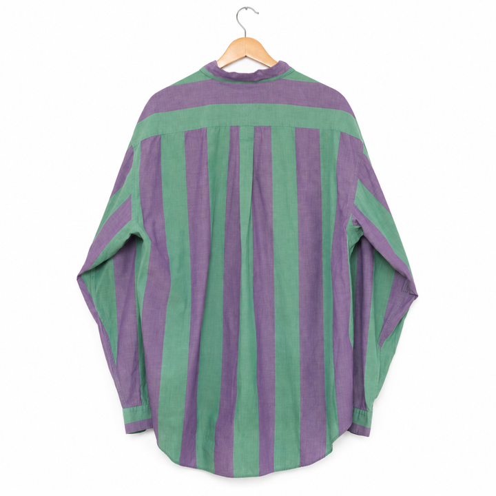Vintage 90’s Tommy Hilfiger Green & Purple Stripe Shirt | Men’s Large