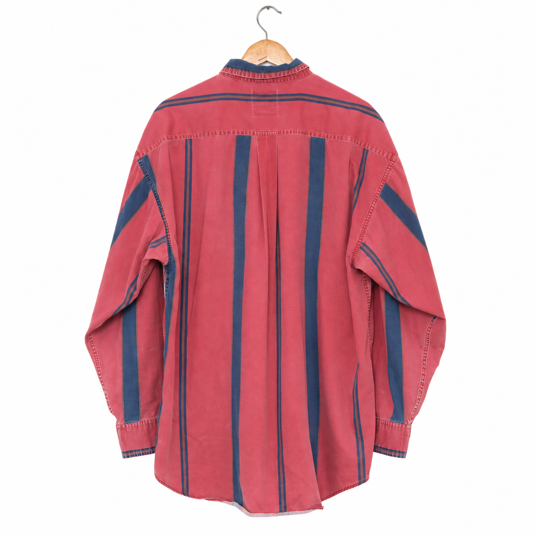 Vintage Red & Navy Striped Button-Front Shirt | Men’s Large