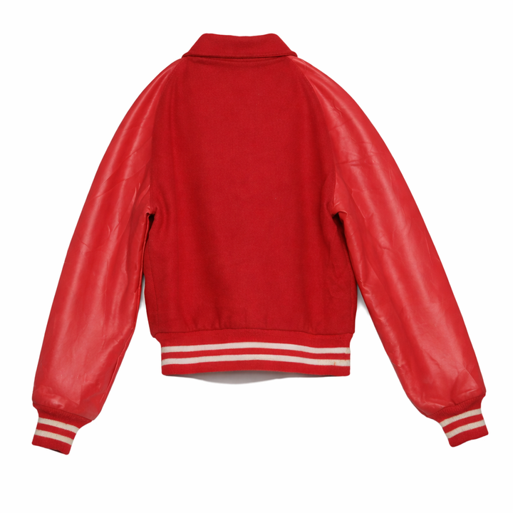 VINTAGE Red Wool + Leather Varsity Letterman Jacket