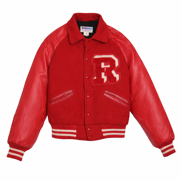 VINTAGE Red Wool + Leather Varsity Letterman Jacket