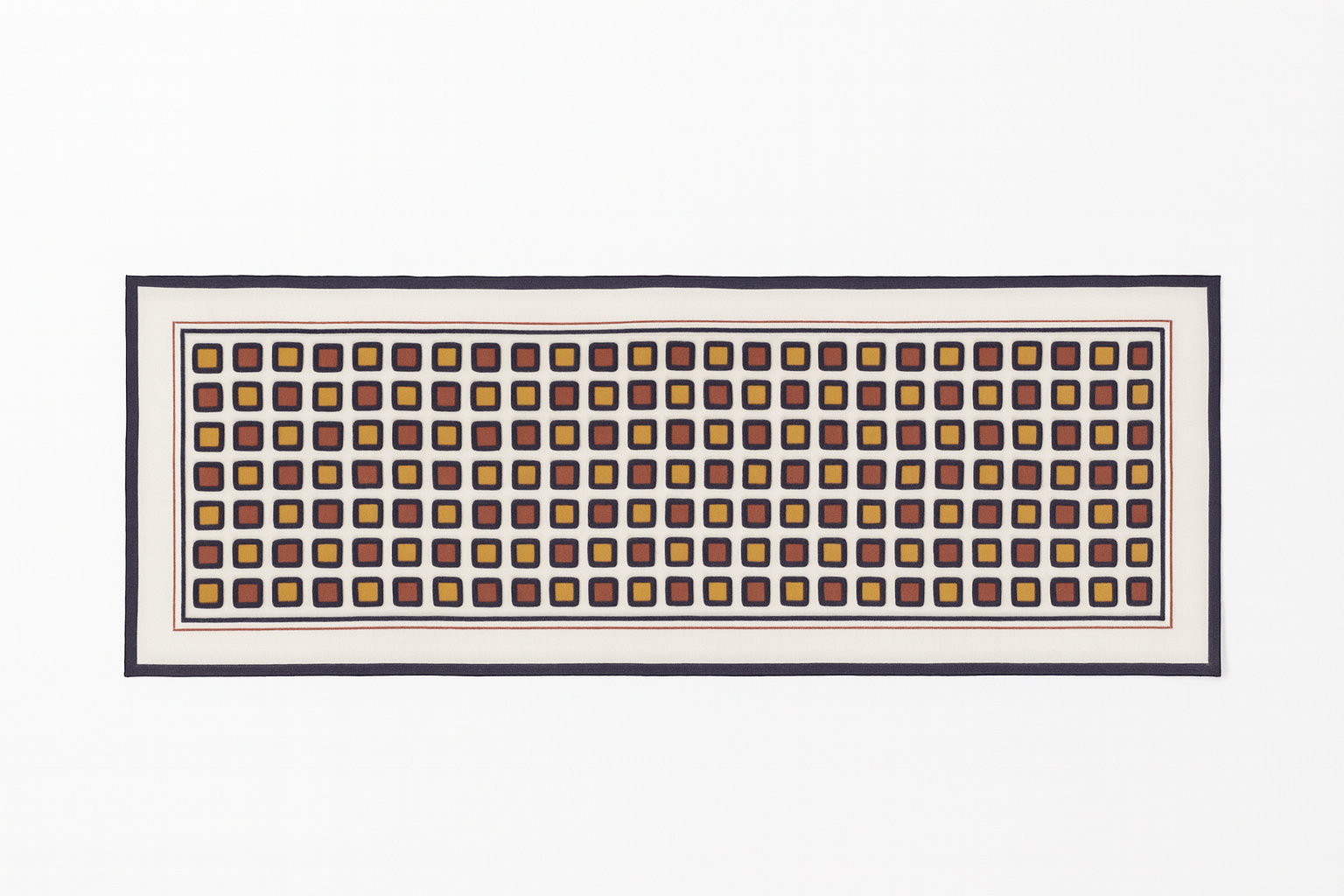 1960s Mod Oblong Silk Scarf  Navy, Cherry & Marigold