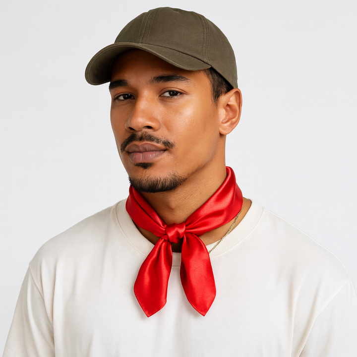 1960s Solid Poly Scarf Tomato Red Ombre