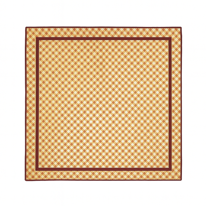 1970s Lattice Silk Scarf  Marigold & Burgundy