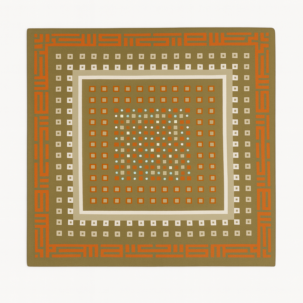 1970s Geometric Silk Scarf