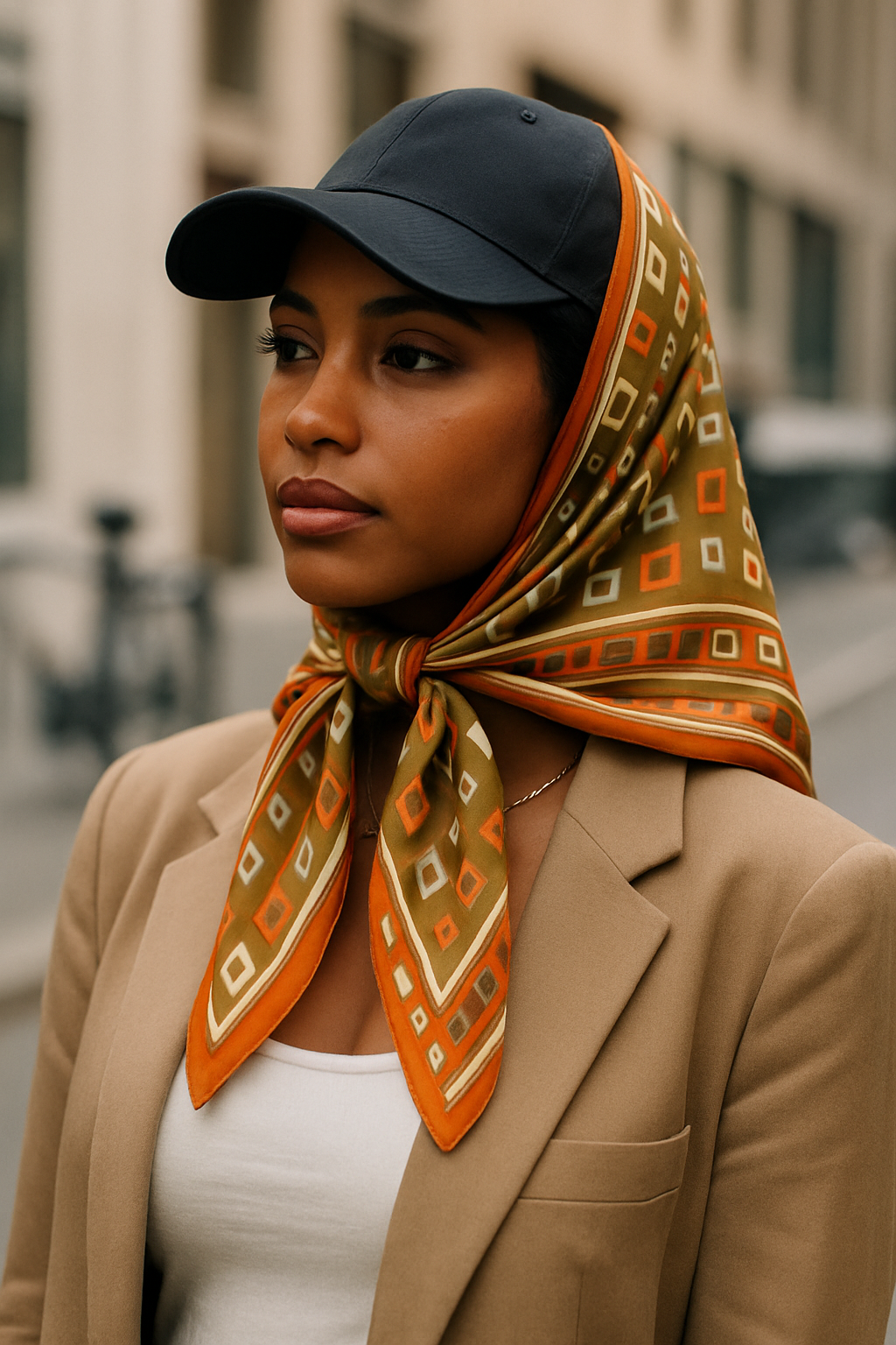 1970s Geometric Silk Scarf