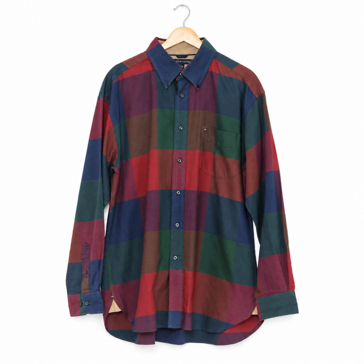 Vintage Tommy Hilfiger Multicolor Plaid Button-Front Shirt | Men’s Large