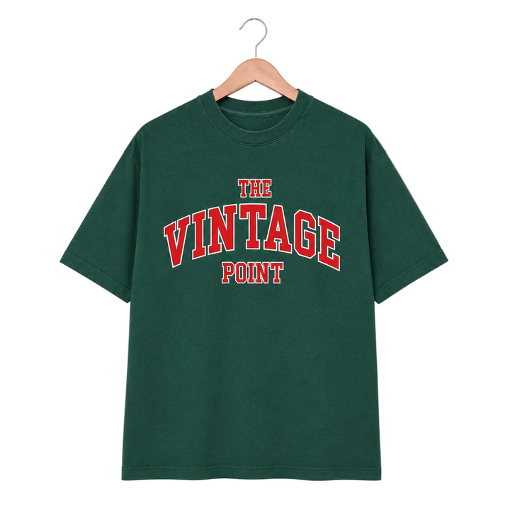 The Vintage Point Forest Green Embroidered  Tee