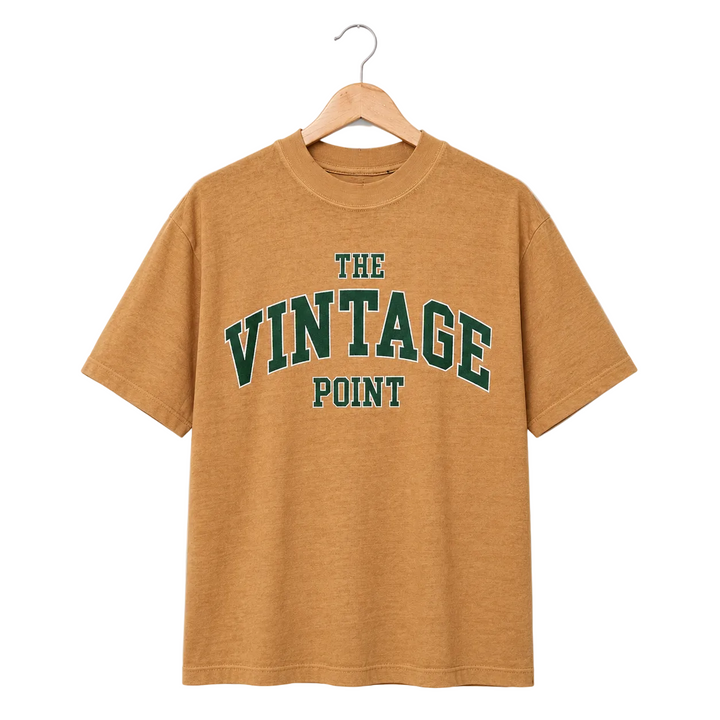 The Vintage Point Washed Butter Yellow Embroidered  Tee