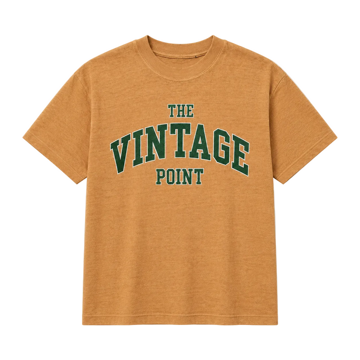 The Vintage Point Washed Butter Yellow Embroidered  Tee