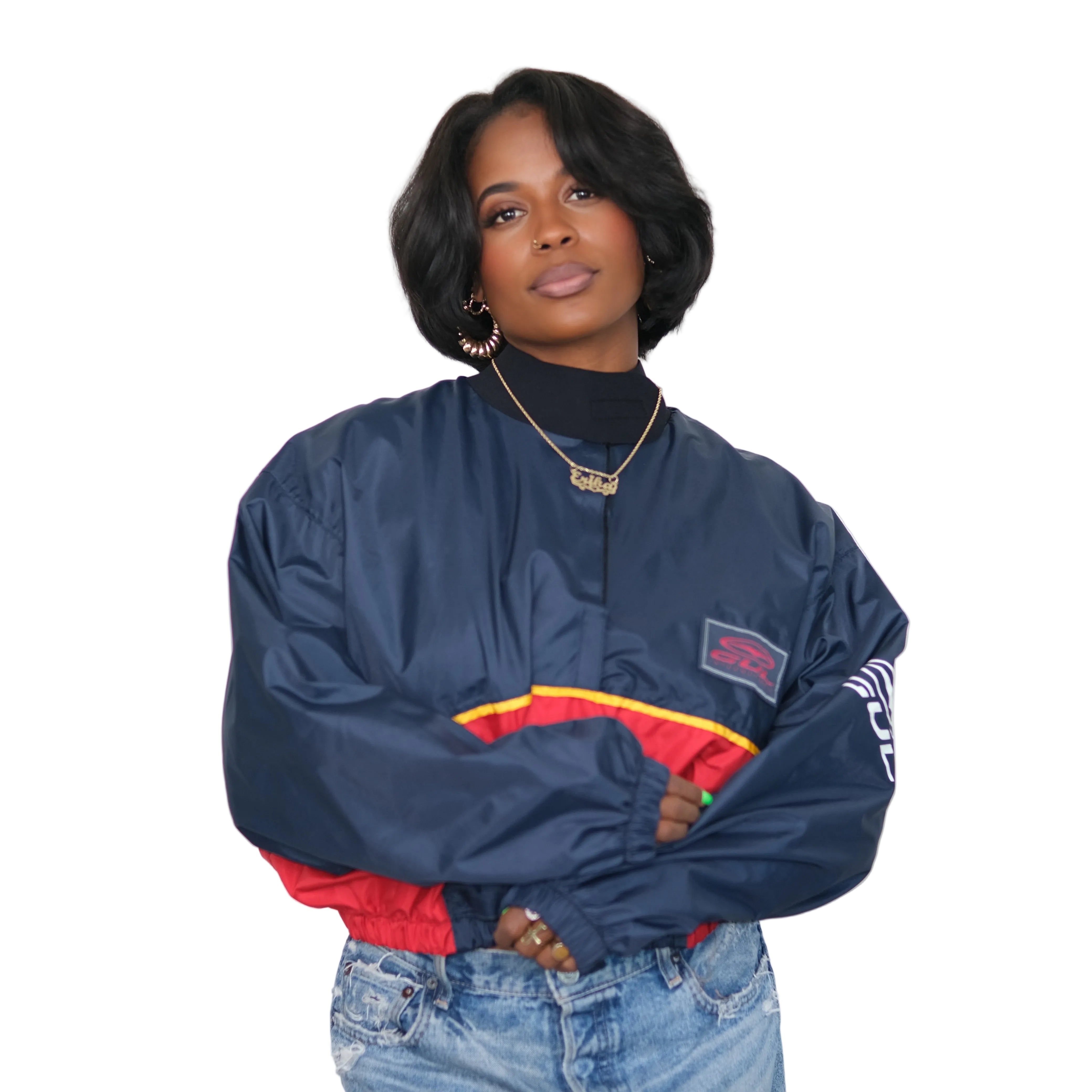 Vintage Midnight + Crimson Lightweight Crop Jacket