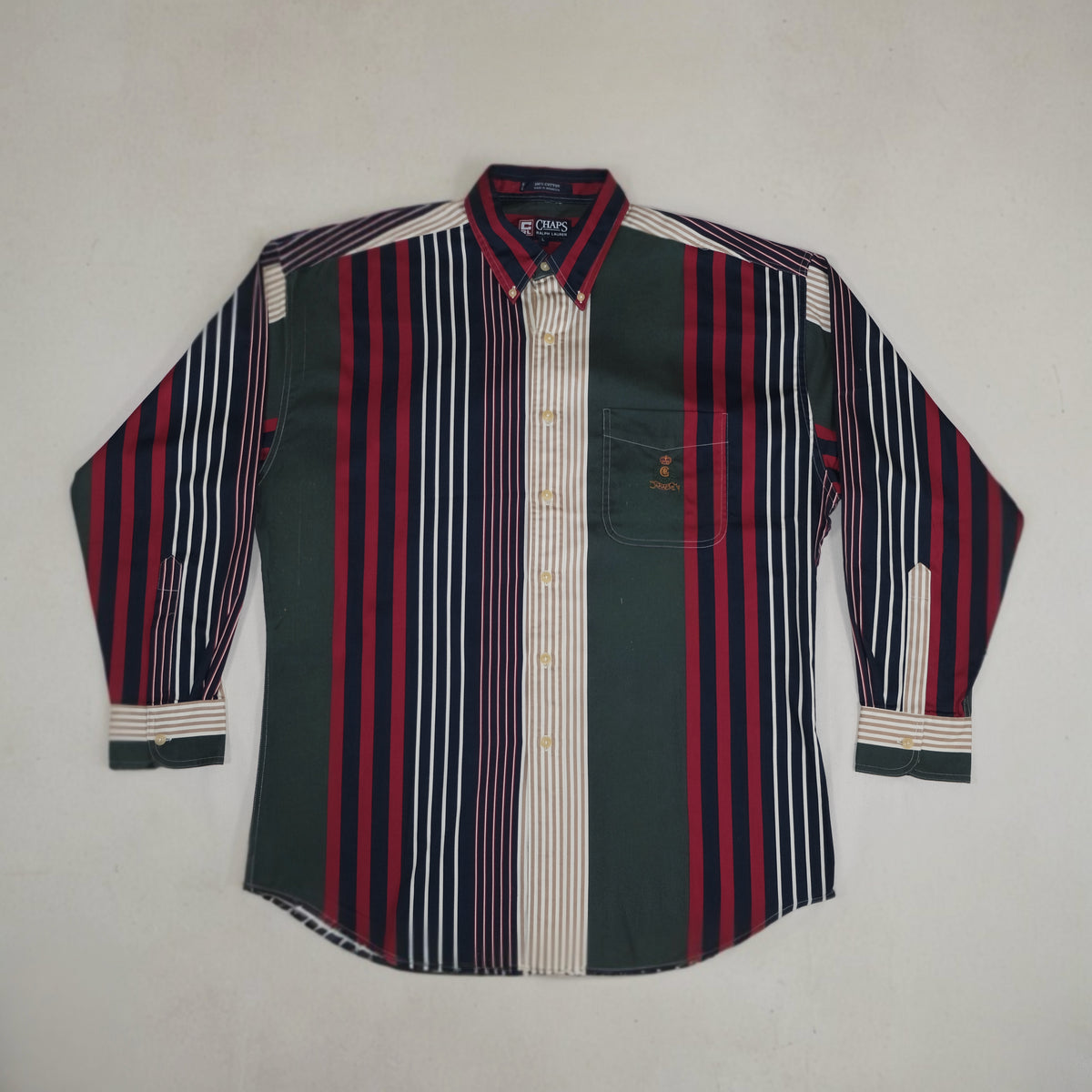 chaps dress shirts Long Sleeve Multi Colored Stripped Striped – The Vintage Point