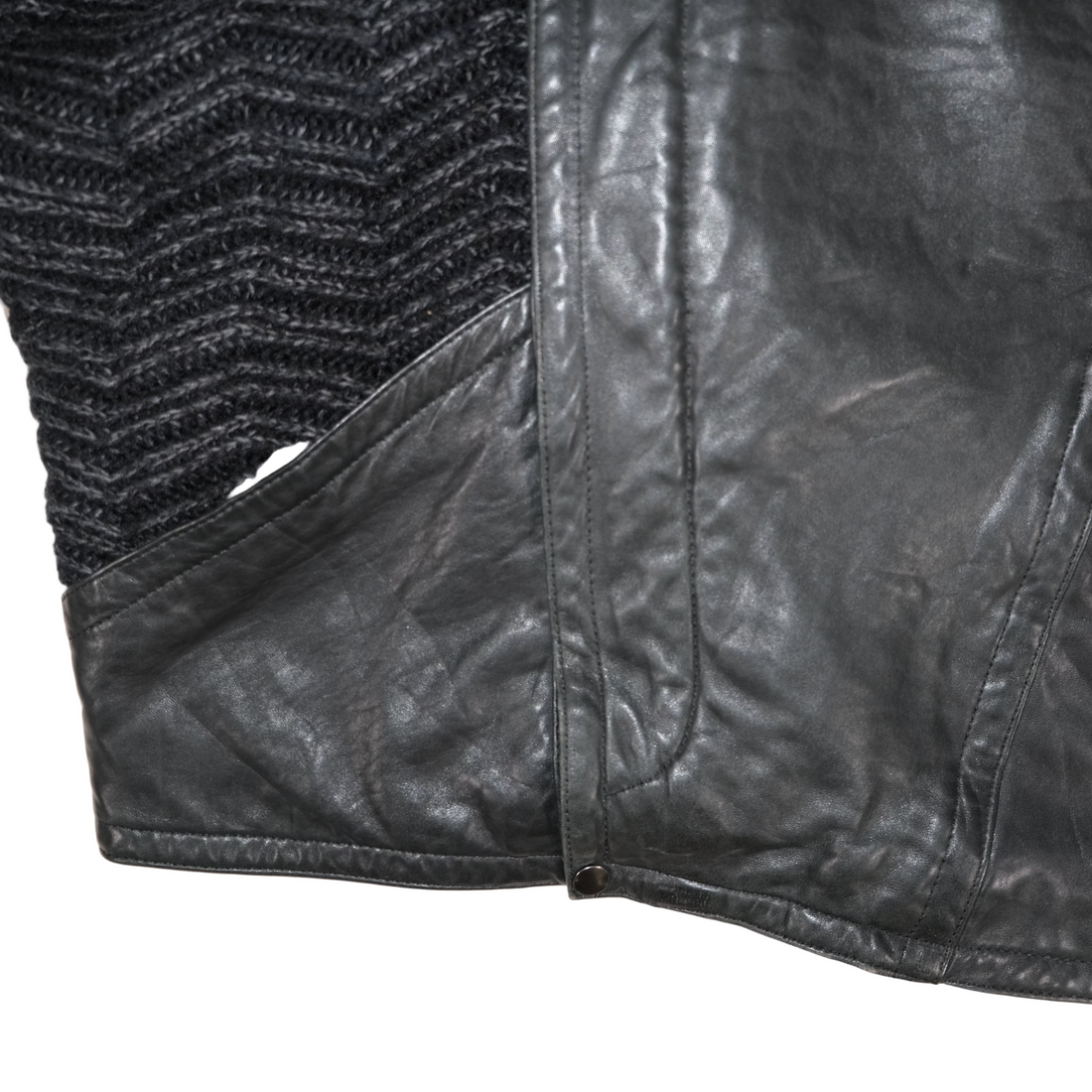 Vintage Black/Knit Leather Jacket