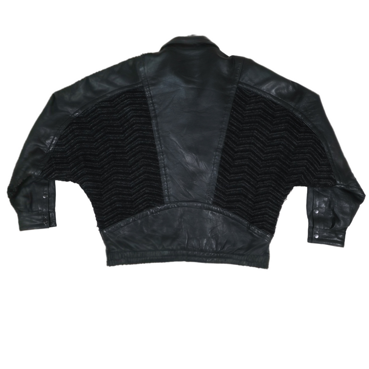 Vintage Black/Knit Leather Jacket