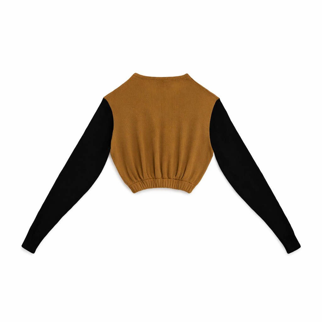 VINTAGE Upcycled “Cocoa & Midnight” Crop Sweater