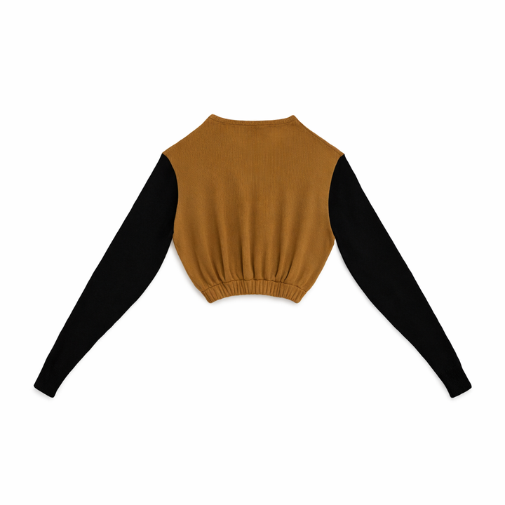 VINTAGE Upcycled “Cocoa & Midnight” Crop Sweater