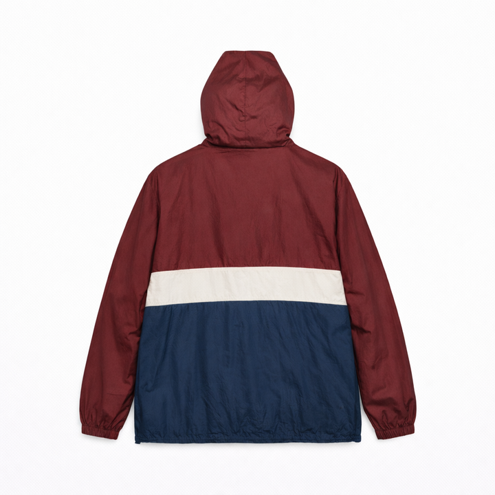 Vintage GAP Hooded Half-Zip Anorak Jacket  Burgundy/Navy/Cream Colorblock (XL)
