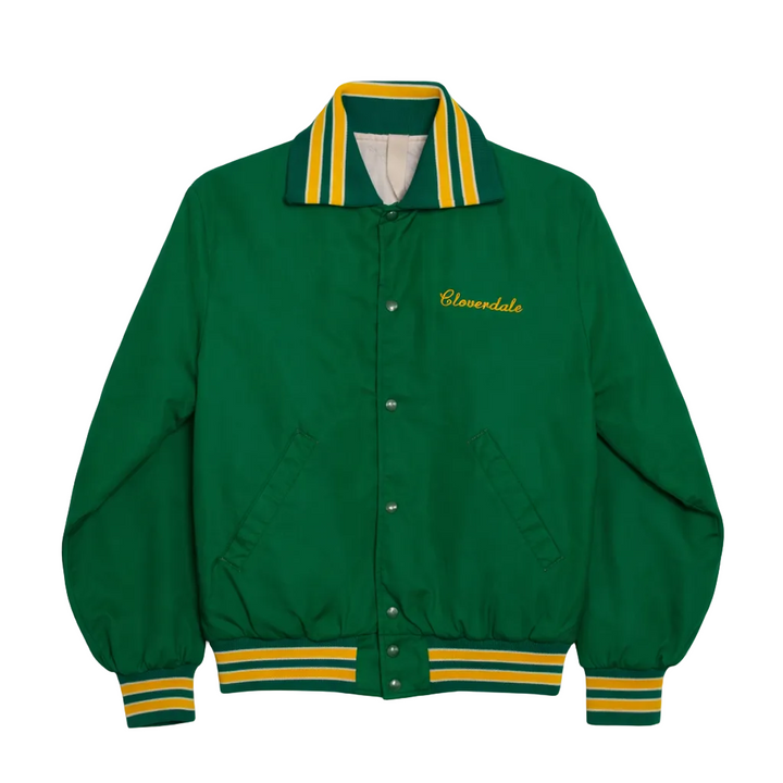 Vintage Green “Cloverdale” Varsity Nylon Snap Jacket