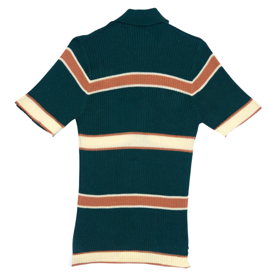 Vintage Mister Man Rib Knit Striped Polo Shirt