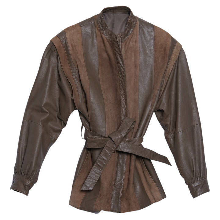 VINTAGE Florence Italy Leather + Suede Belted Hip-Length Jacket (1961)