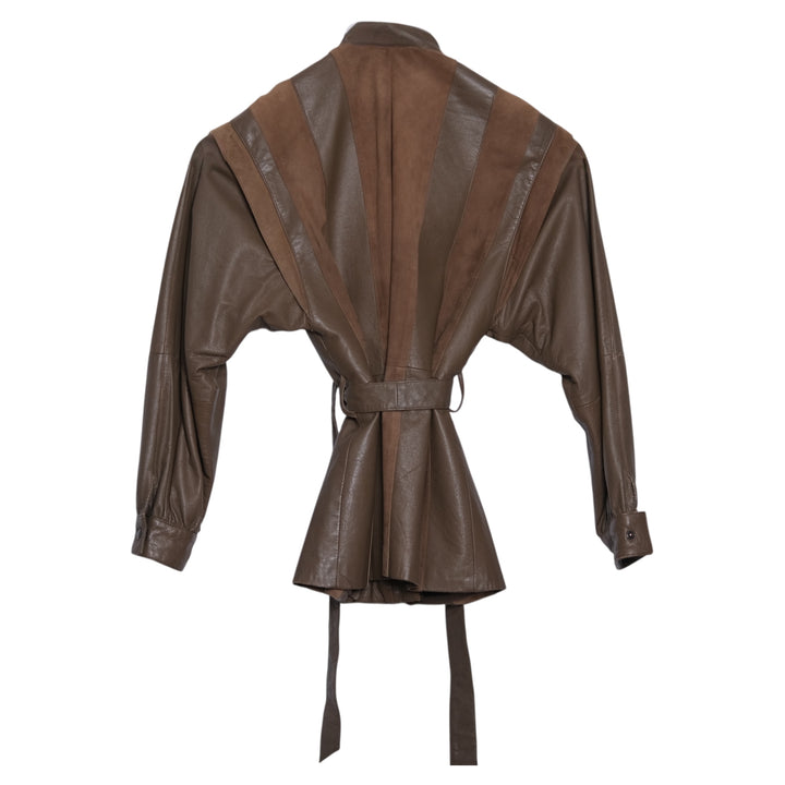 VINTAGE Florence Italy Leather + Suede Belted Hip-Length Jacket (1961)