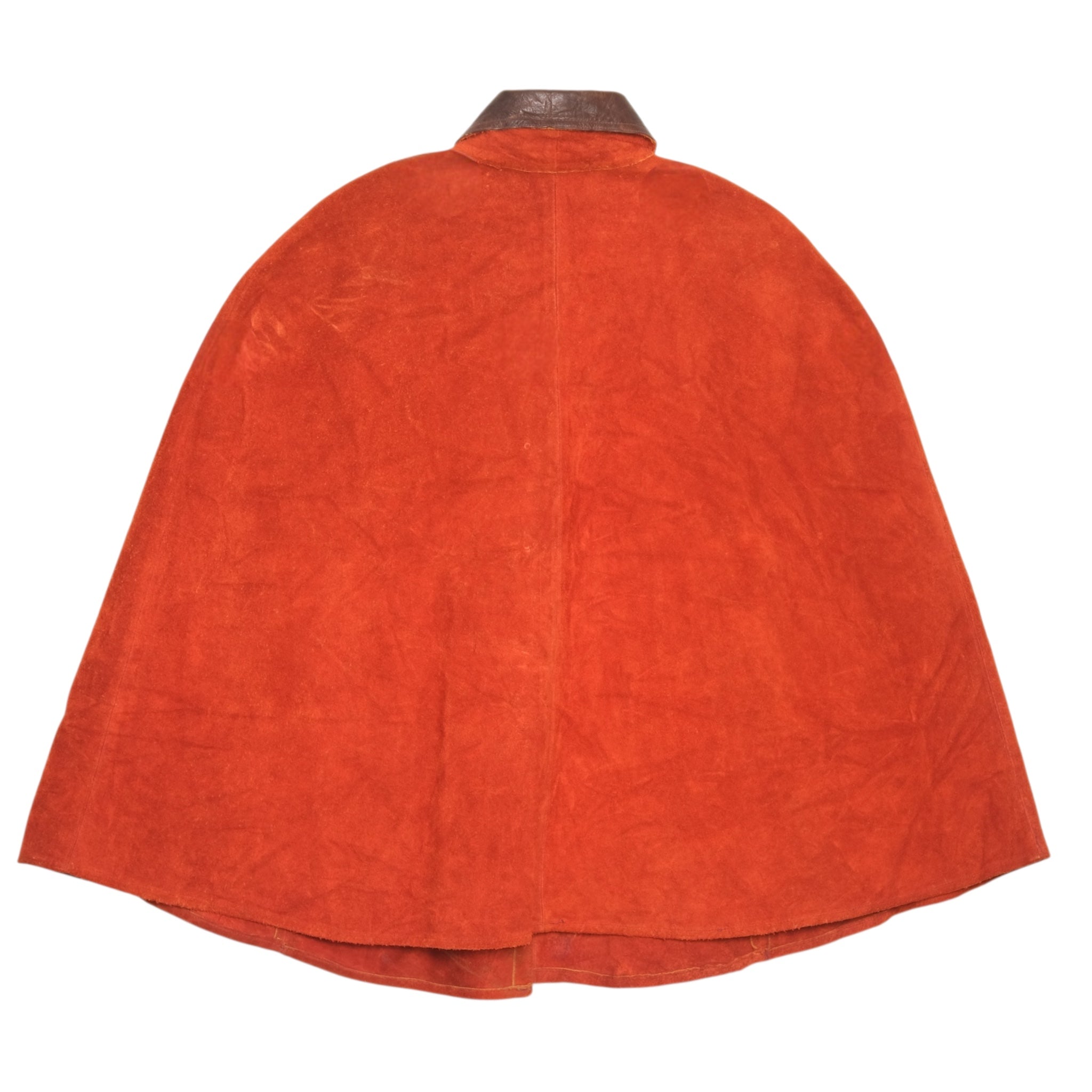 Vintage Suede + Leather Buckle Poncho Cape