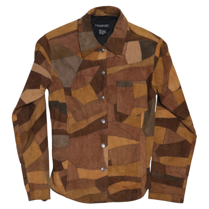 Vintage Passport Patchwork Suede Leather Jacket